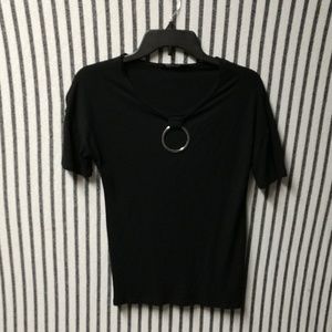 Black blouse with silver accent